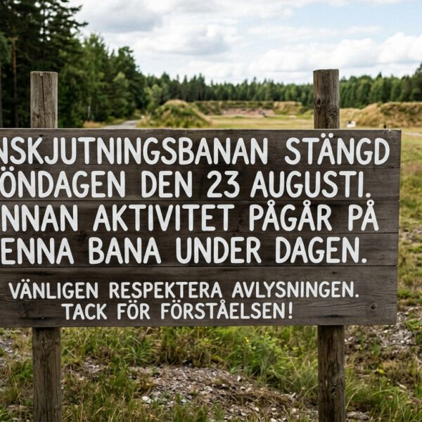 Inskjutningsbanan stängd söndagen den 23 augusti