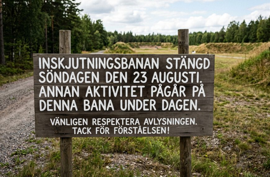 Inskjutningsbanan stängd söndagen den 23 augusti